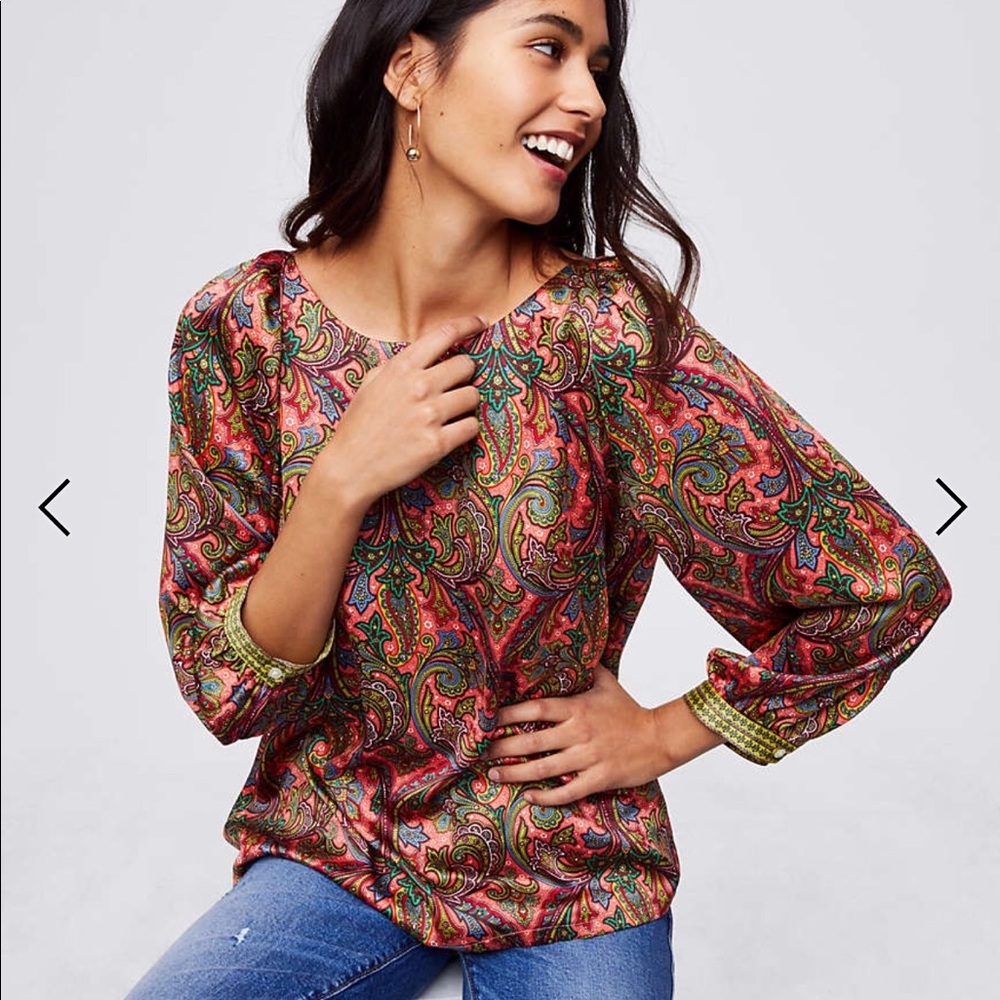 Loft Paisley Satin Blouse, M
